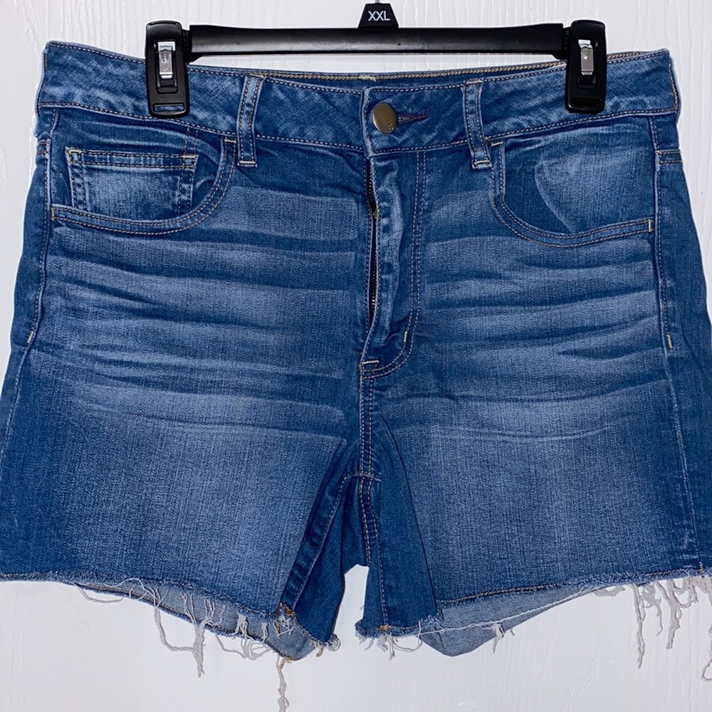 American Eagle Hi-Rise Shortie Blue Jean Shorts